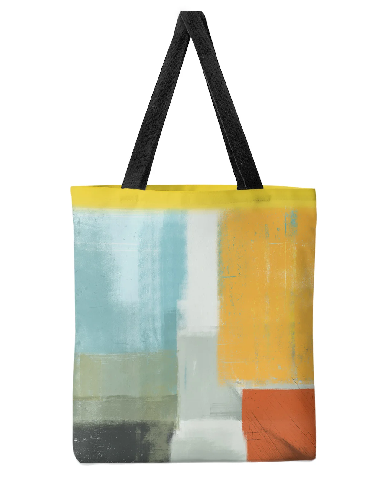 Абстрактная картина маслом, желто-оранжевый бирюзовый, женская сумка для покупок большой емкости, женские сумки через плечо, студенческие сумки