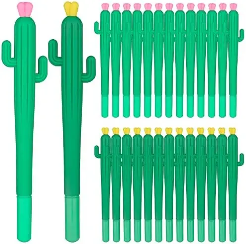 20 Штук гелевых ручек Cactus, милые ручки для письма Cactus с черными чернилами, 0,38 мм, тонкие ручки-роллеры с кактусами, школьные принадлежности для вечеринок