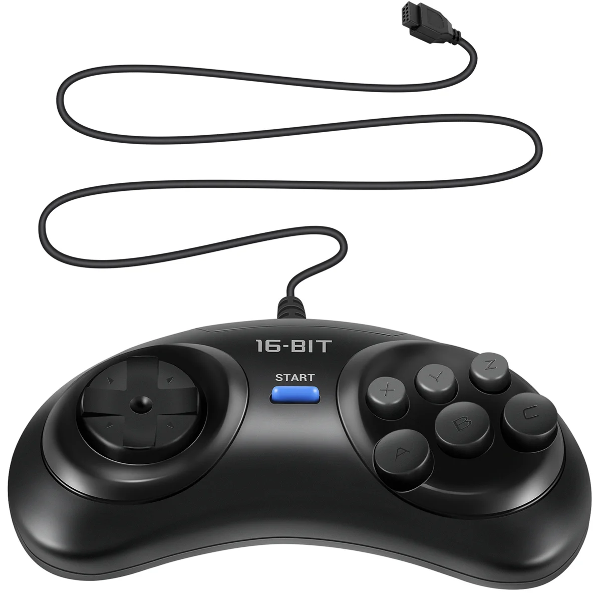 Игровой контроллер из 2 предметов для для 16-битного контроллера с ручкой, 6-кнопочный геймпад для игровых аксессуаров, черный