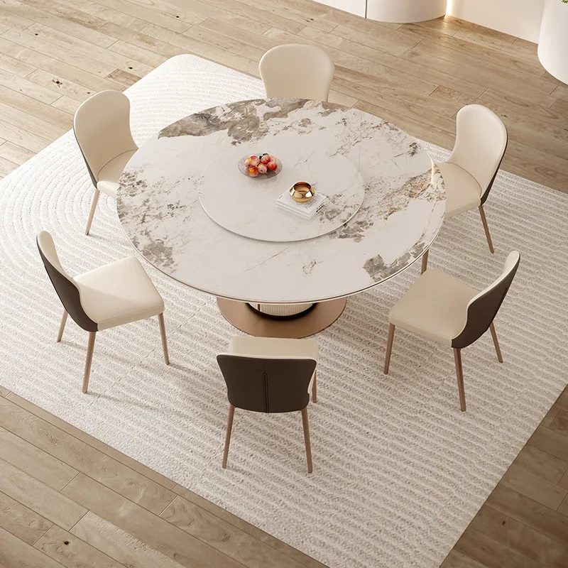 Мраморный круглый обеденный стол, Современный легкий Роскошный стол для игры в Маджонг, Многофункциональный стол из каменной плиты, Мебель для гостиной