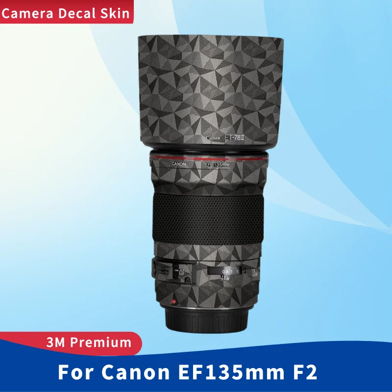 Для Canon EF 135 мм F2 Наклейка на кожу Виниловая пленка для обертывания объектива камеры Защитная наклейка для корпуса защитное покрытие EF135F2