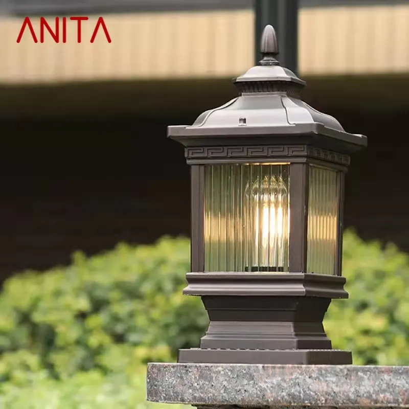Уличный классический светильник ANITA Простой электрический светодиодный светильник на столбе, водонепроницаемый для внутреннего двора виллы, ретро-садовый пейзаж