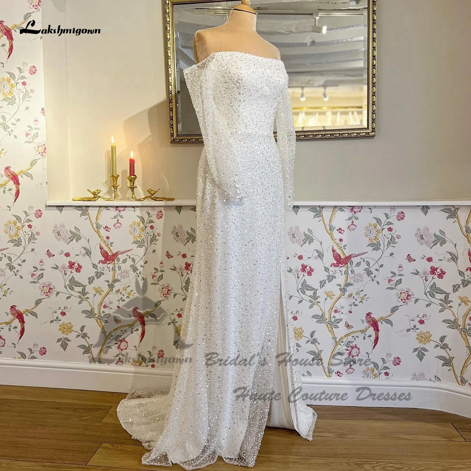 Lakshmigown Роскошное свадебное платье с длинным рукавом, расшитое бисером, Русалка 2023, Vestidos, Гражданское Свадебное платье с открытыми плечами