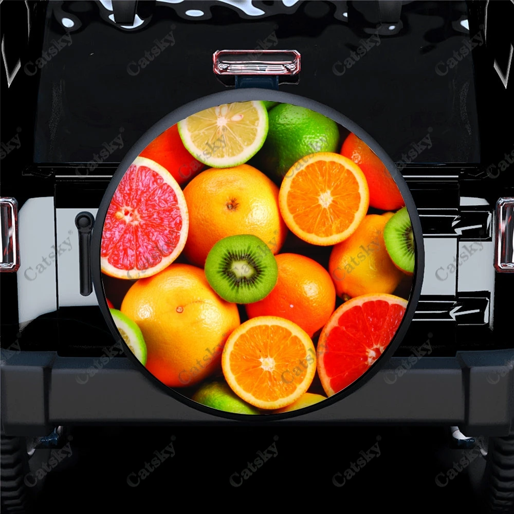 Декор чехла для запасного колеса с рисунком летних фруктов, защита колес для кемпинга, защита от атмосферных воздействий, универсальная для прицепа, внедорожника, грузовика
