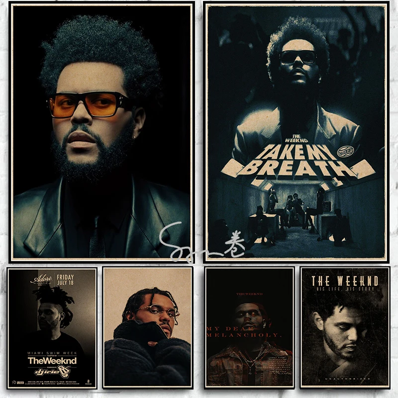 Рэпер The Weeknd Плакаты Wiken Печать на холсте, декор стен в стиле хип-хоп, качество HD, Винтажная живопись, плакат, декор стен в гостиной