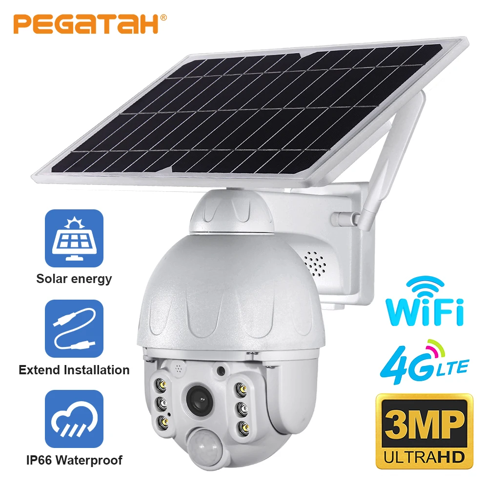 Наружная солнечная камера, беспроводная безопасность 4G / WIFI, Съемная батарея солнечной камеры, интеллектуальный монитор видеонаблюдения