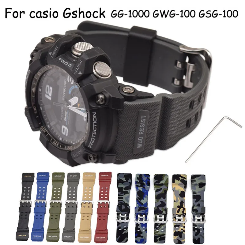 Камуфляжный Резиновый Ремешок для Часов Casio G-Shock GG-1000 GWG-100 GSG-100 Sport Из Смолы Заменит Водонепроницаемый Ремешок для Часов с Инструментом