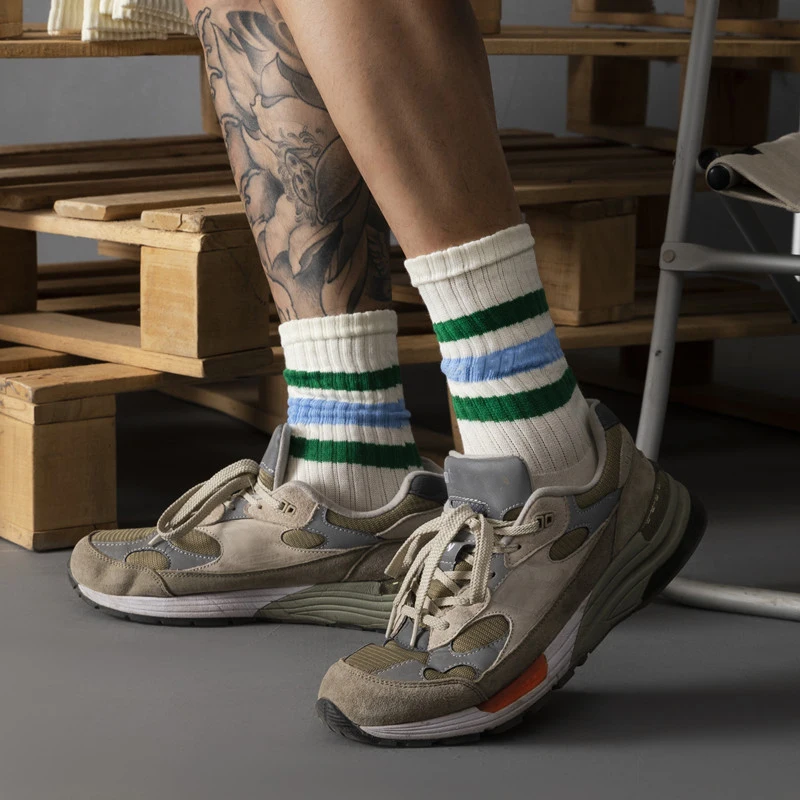 Мужские винтажные полосатые баскетбольные носки средней длины Унисекс, женские хлопковые носки Cityboy, японские спортивные носки с толстым низом из полотенца