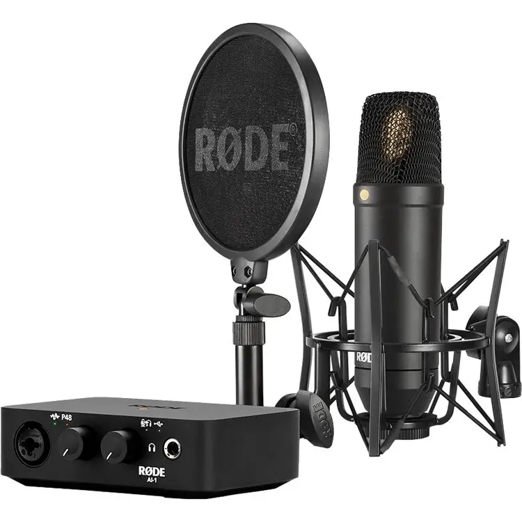 Полный студийный комплект Rode с аудиоинтерфейсом AI-1, микрофоном NT1, амортизатором SM6 и XLR-кабелем