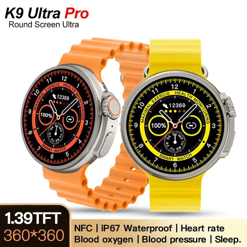 Смарт-Часы K9 Ultra Pro с Круглым Экраном 1,39 дюйма, Bluetooth-Вызов, Беспроводная Зарядка, Водонепроницаемые Смарт-Часы NFC для Женщин