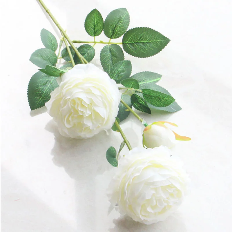 Букет искусственных цветов из шелкового пиона с 3 головками, Дешевые Европейские искусственные цветы для декора дома, сада, вечеринок, свадебных украшений