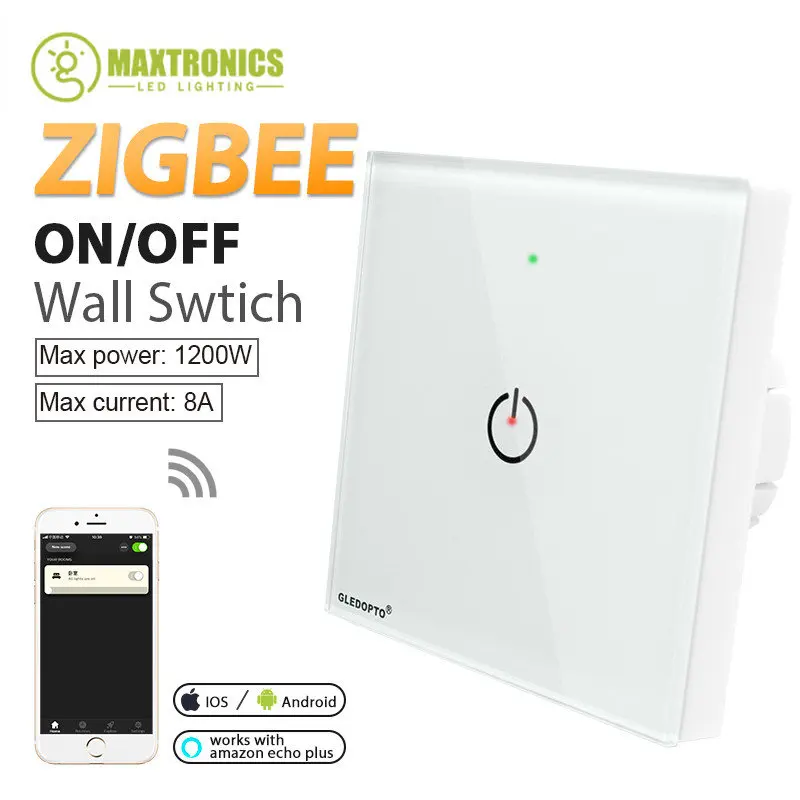 AC110-220V ZigBee 3.0 Smart Light Panel Switch Controller Беспроводная Настенная Удаленная Работа с приложением Phone Amazon Echo Plus Gateway
