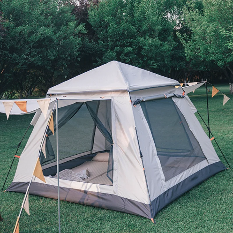 Полностью автоматическая палатка для кемпинга на 3-4 человека, Ветрозащитная Водонепроницаемая Автоматическая всплывающая палатка, Семейная палатка для мгновенной установки на открытом воздухе, 4 сезона