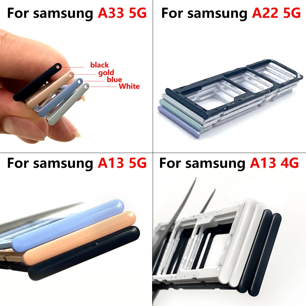 Оригинальный Новый лоток для sim-карт SD Samsung A13 A22 4G A33 5G, Держатель SIM-карты для телефона, слот для адаптера, Выдвижной ящик с заменяемыми деталями