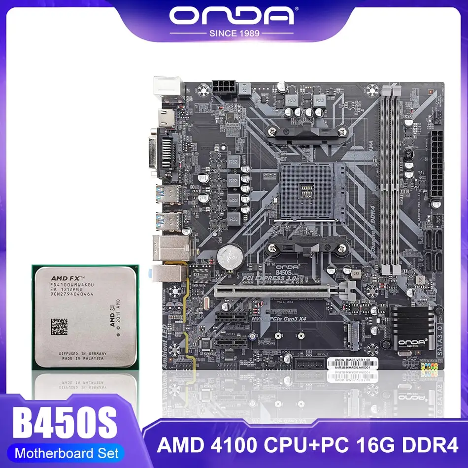 Материнская плата ONDA B450 с процессором AMD AM4 для Ryzen 4100 CPU DDR4 64 ГБ PCI-E 3,0 16X SATA3.0 M.2 B450S