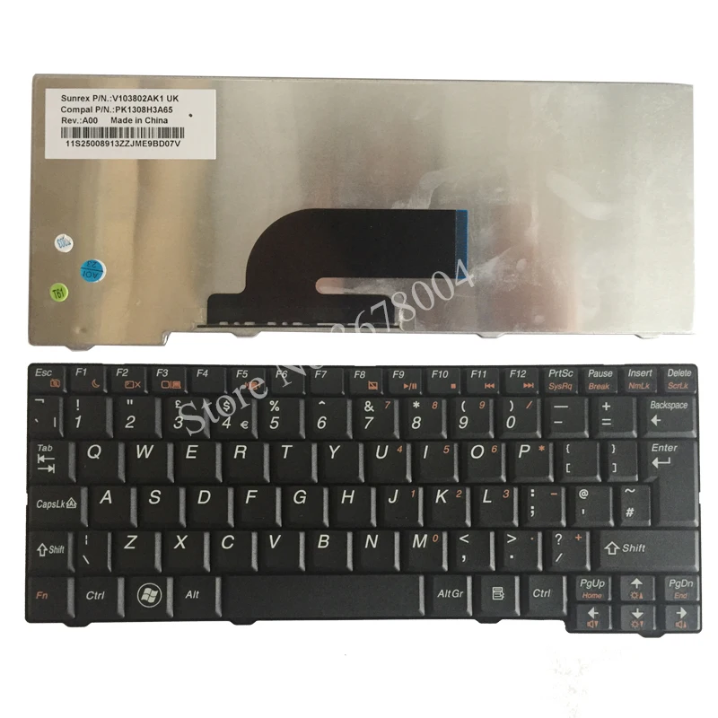 Новая клавиатура для ноутбука Lenovo S10-2 S11 20027 S10-3C S10-2C S10-3 UK Keyboard черного цвета