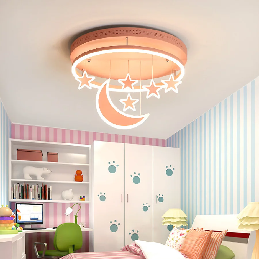 Люстра для детской комнаты со светодиодной подсветкой, люстра в виде Луны и звезды, светодиодные люстры для комнаты мальчиков и девочек, лампа для детской комнаты для девочек