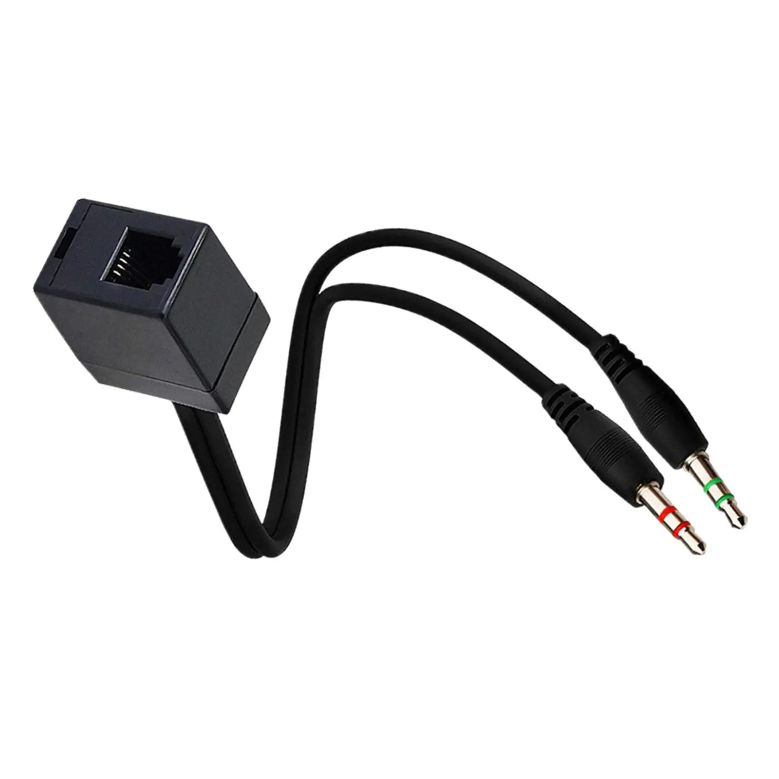 Портативный женский кабель-адаптер RJ9 к мужскому 3,5 мм, кабель для преобразования телефонной гарнитуры в ПК, 35 см, черный