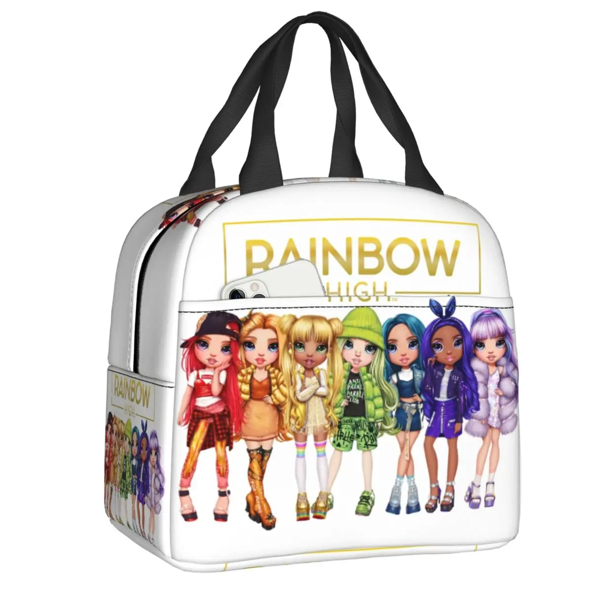 Изготовленный на заказ аниме-мультяшный телевизор Rainbow High Lunch Bag Женский термоохладитель, изолированный ланч-бокс для детей, школьный ланч-бокс