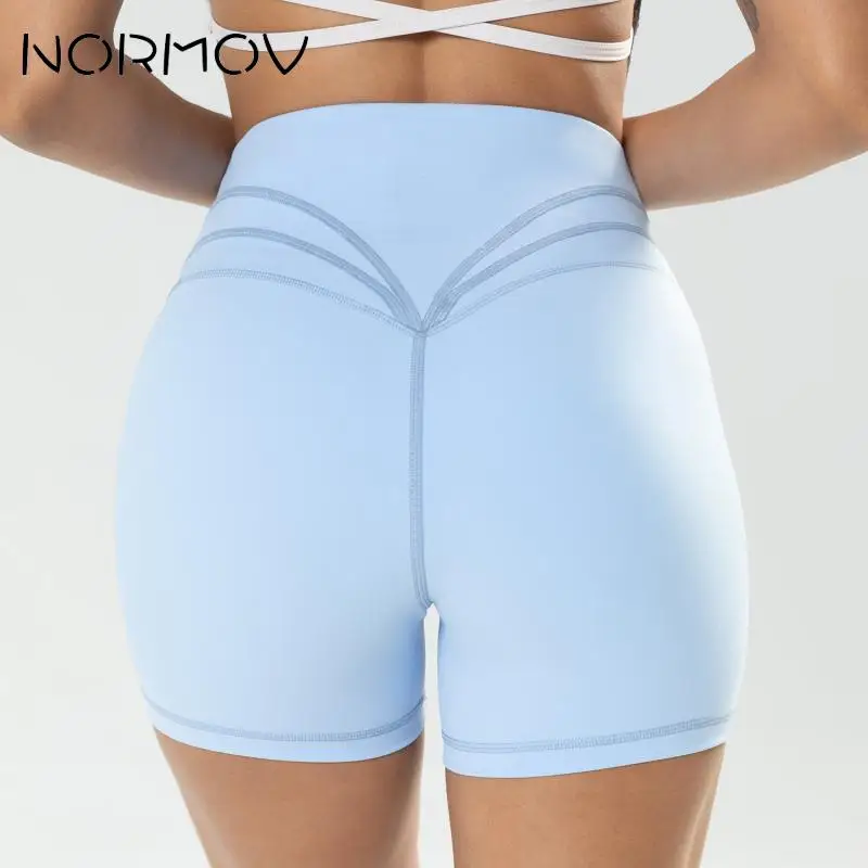 Спортивные шорты NORMOV Peach Buttocks, женские шорты для йоги с эффектом пуш-ап, шорты для фитнеса с высокой талией, Колготки, женские однотонные спортивные шорты