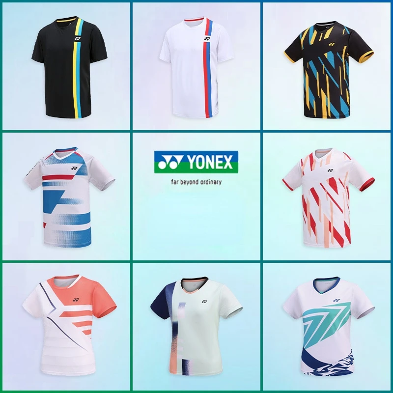 Yonex теннисная футболка спортивная майка спортивная одежда спортивная одежда для бадминтона с коротким рукавом мужчины женщины быстросохнущая