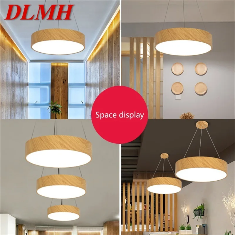 DLMH Nordic Подвесной светильник из натурального дерева, круглая люстра, подвесной светильник, современные светодиодные светильники для дома