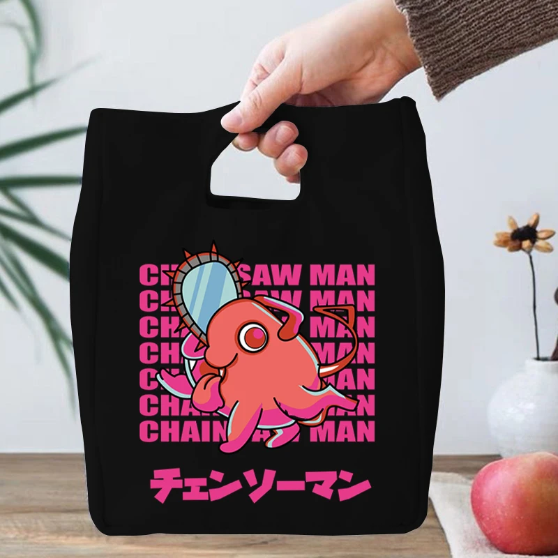 Comic Teen Lunch Bag Cute Pochita Tote Bag Женская Изолированная Портативная Сумка Chainsaw Man Аниме Сумки Многоразового Использования Женская Сумка Для Ланча