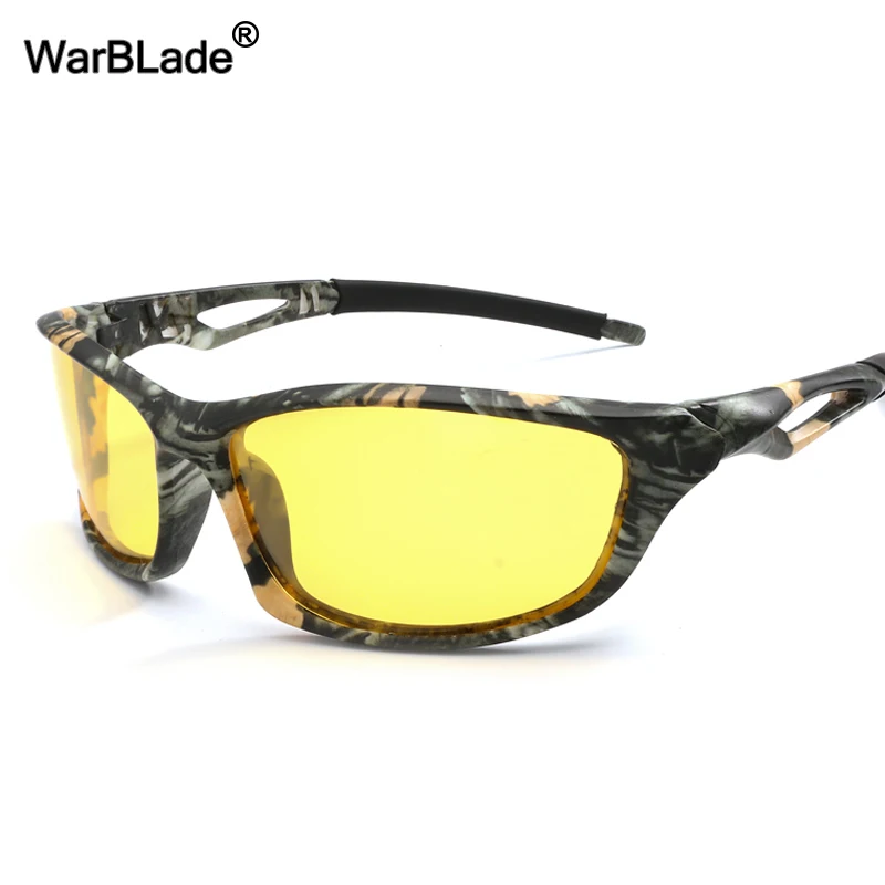 Модные мужские поляризованные солнцезащитные очки WarBLade с желтыми линзами ночного видения, солнцезащитные очки для вождения, очки для водителей автомобилей с антибликовым покрытием, Очки