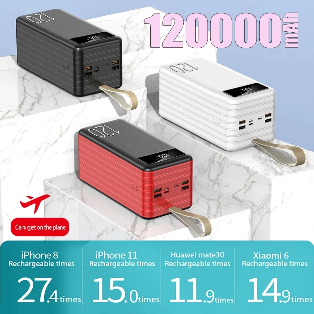 Power Bank 120000mAh mit 50W PD Schnelle Aufladen Power Tragbare Batterie Ladegerät PoverBank Für iPhone 12Pro Xiaomi Huawei