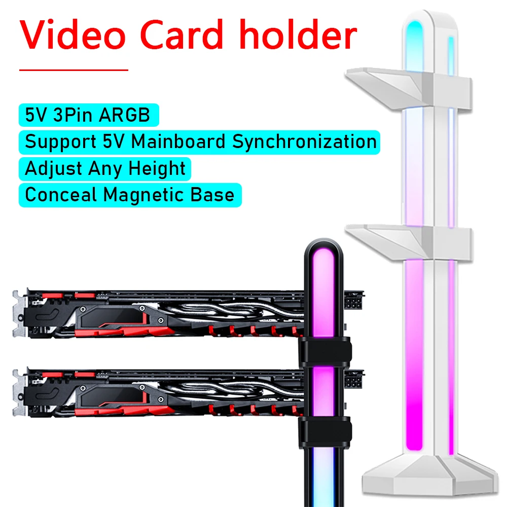 Поддержка магнитной видеокарты GPU Корпус компьютера 5V 3PIN ARGB Держатель видеокарты Aura Sync поддержка комплекта водяного охлаждения GPU
