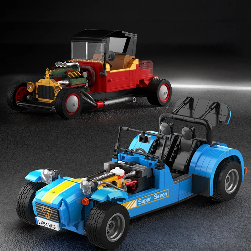Чемпионы по технике и скорости 2022 года Hot Rod Винтажная гоночная машина Model T City Vehicle Строительные блоки Классические детские игрушки Детский подарок
