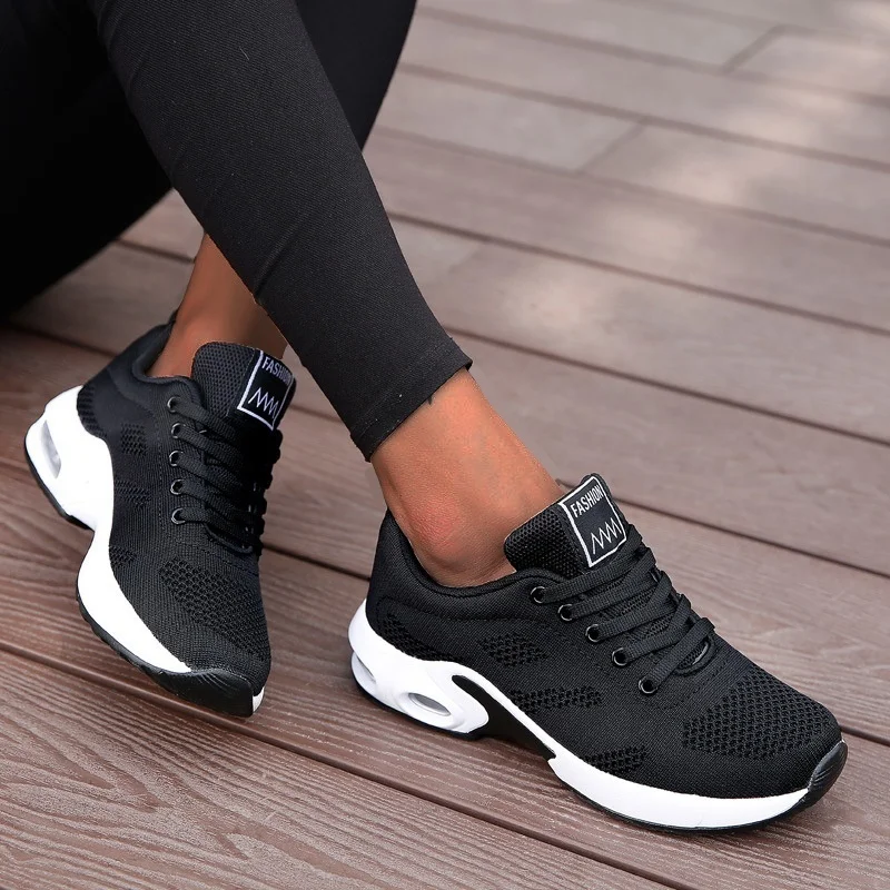 Модные женские кроссовки, легкие кроссовки, Дышащая спортивная обувь на шнуровке, Комфортная спортивная обувь для бега на воздушной подушке.