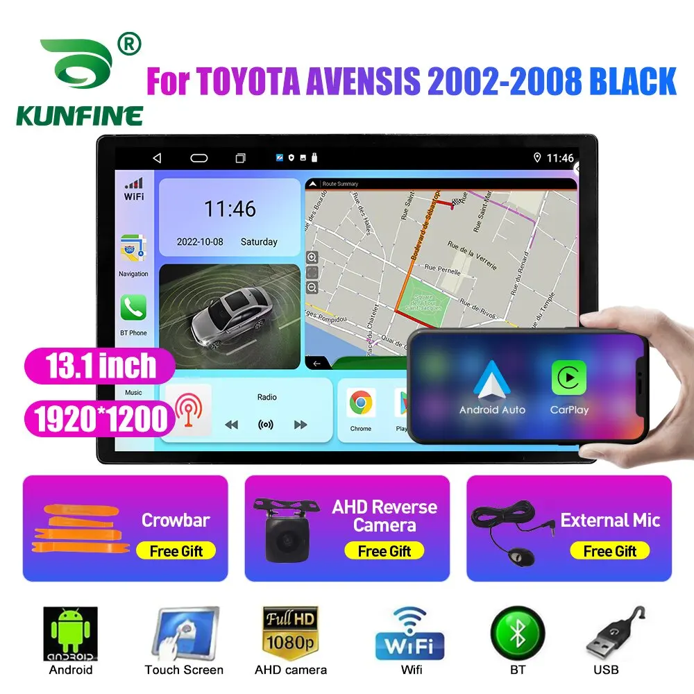 13,1 дюймовый Автомобильный радиоприемник для TOYOTA AVENSIS 2002-2008 Автомобильный DVD GPS Навигация Стерео Carplay 2 Din Центральный мультимедийный Android Auto