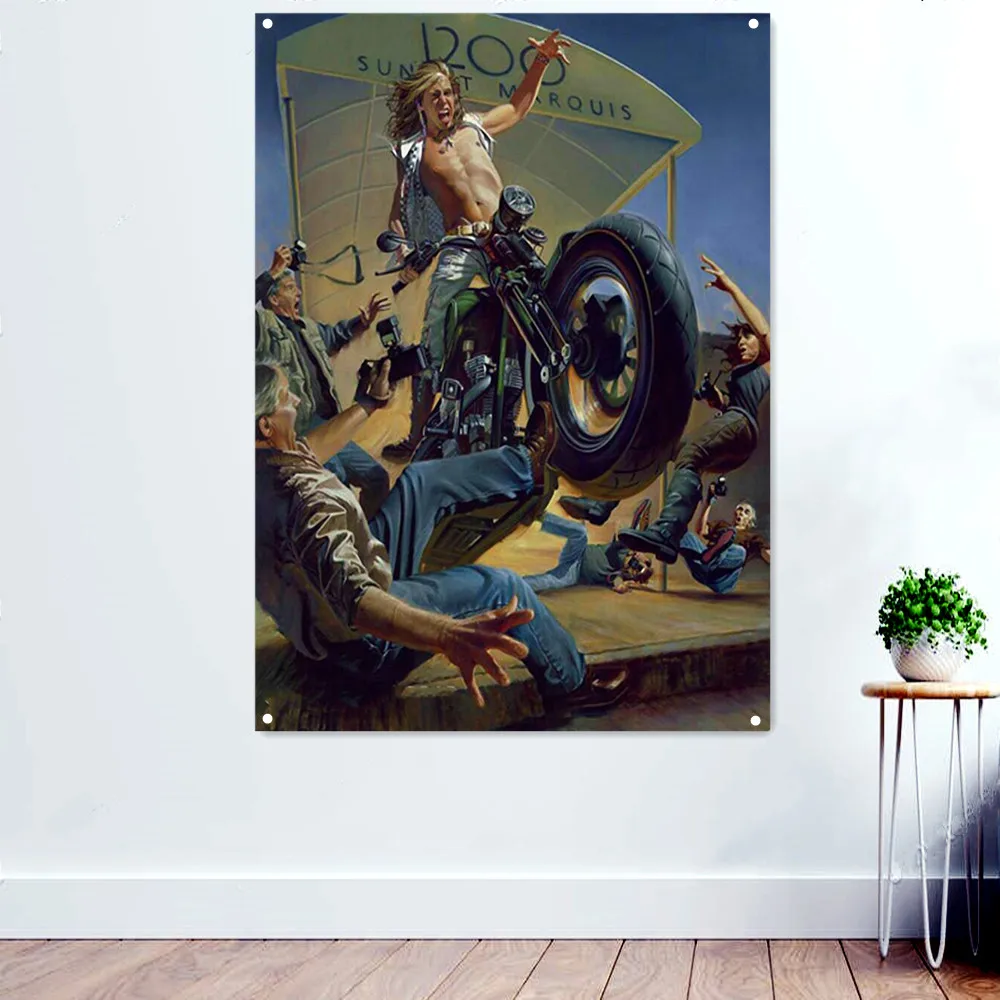 Настенный Гобелен Crazy Motorcycle Rider, Декоративный Баннер, Плакат с флагом и принты, Паб, Клуб, Человек, Пещера, Бар, Роспись стен Гаража