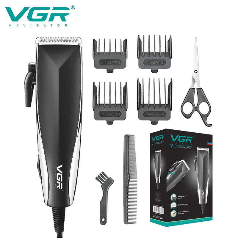 VGR Машинка для стрижки волос Профессиональная Машинка для стрижки волос Регулируемый Триммер для волос Проводная Машинка для стрижки волос Парикмахерская Машинка для стрижки для мужчин V-033