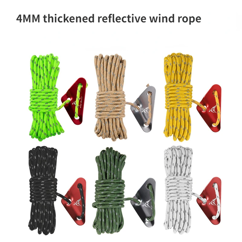 Светоотражающая ветрозащитная веревка толщиной 4 мм, Веревка для регулировки фиксированного галстука, Удлиненная Походная Ветрозащитная веревка для палатки, Светоотражающая веревка