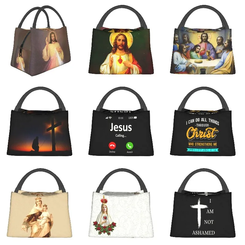 Утепленные сумки для ланча Divine Mercy для кемпинга, путешествий, переносной холодильник Jesus, тепловой ланч-бокс для женщин