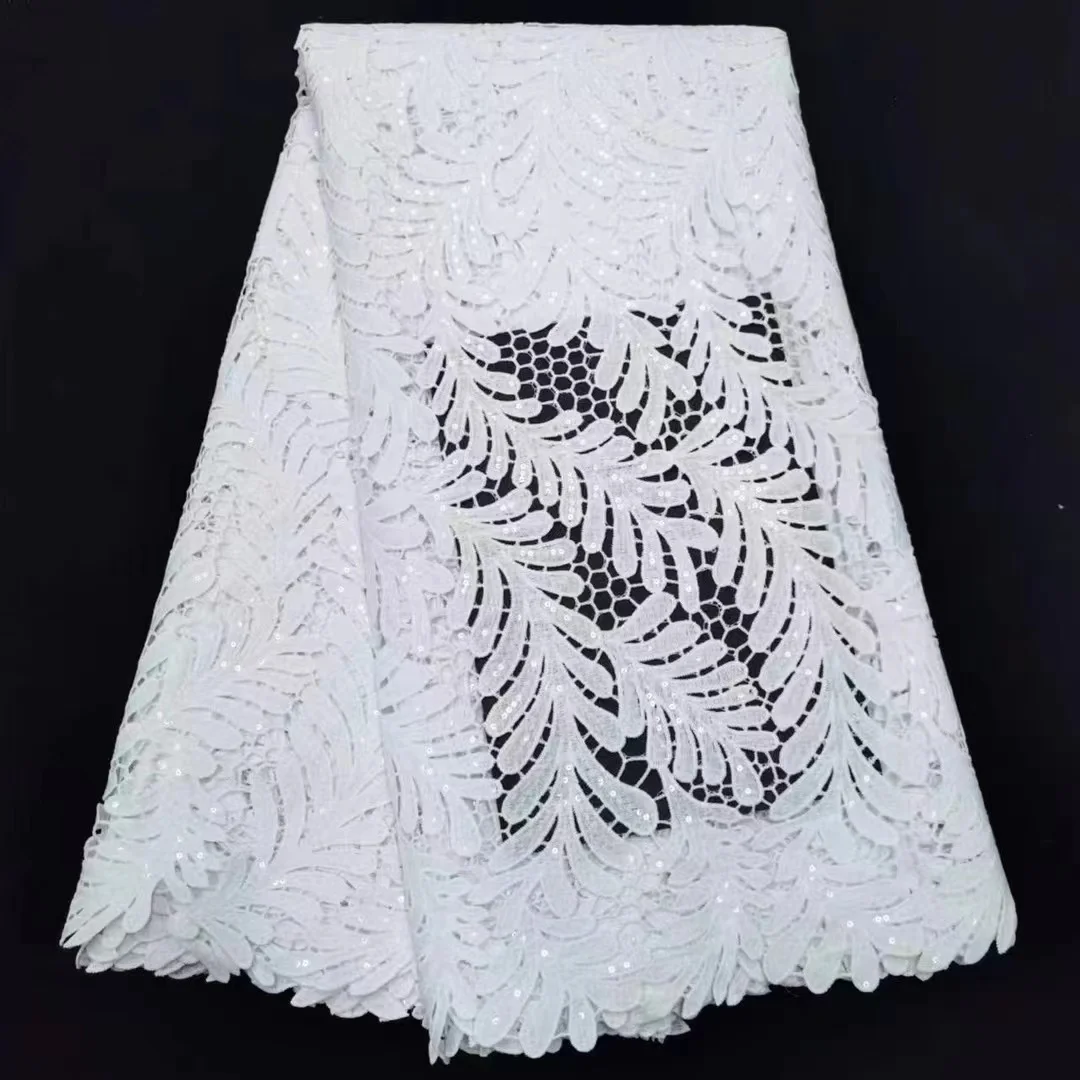 Красивая королевская белая кружевная ткань из французского тюля 2022, высококачественная кружевная ткань для женской свадьбы, 5 ярдов