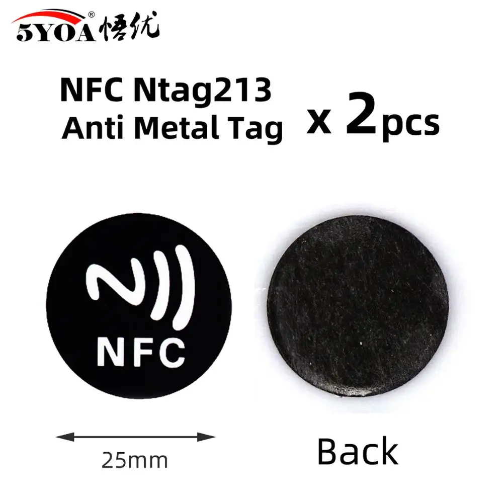 2шт NFC-Метка NFC213 Теги Антиметаллическая Наклейка 13,56 МГц ISO14443A 213 Значки Металлический Ключ-Жетон Патруля Универсальная Этикетка
