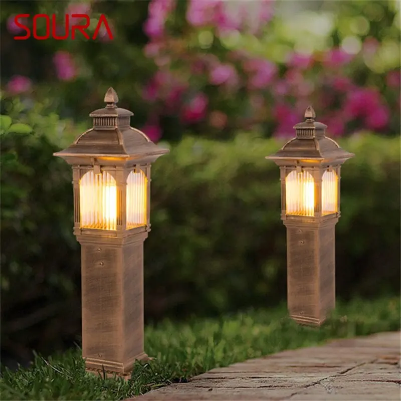 Уличная светодиодная лампа для газона SOURA, водонепроницаемая современная садовая лампа для внутреннего дворика, для дома, для крыльца, для виллы, для столба