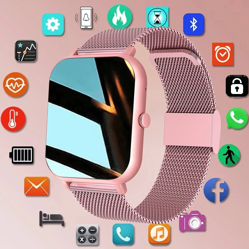 Новые смарт-часы с Bluetooth-вызовом, женские смарт-часы с пользовательским циферблатом, 100 + Смарт-часов для Xiaomi, водонепроницаемые музыкальные мужские часы, часы-браслет с полным касанием