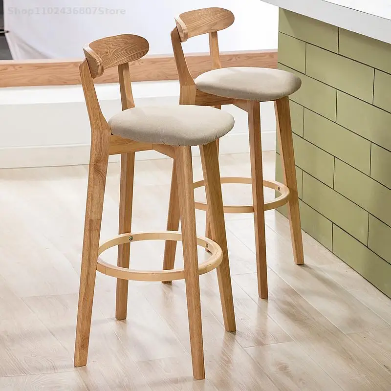 Барные стулья из массива дерева для кухни и высокого стола Современный минималистичный табурет стул прилавок табурета барный стол Высокий табурет со спинкой барного стула