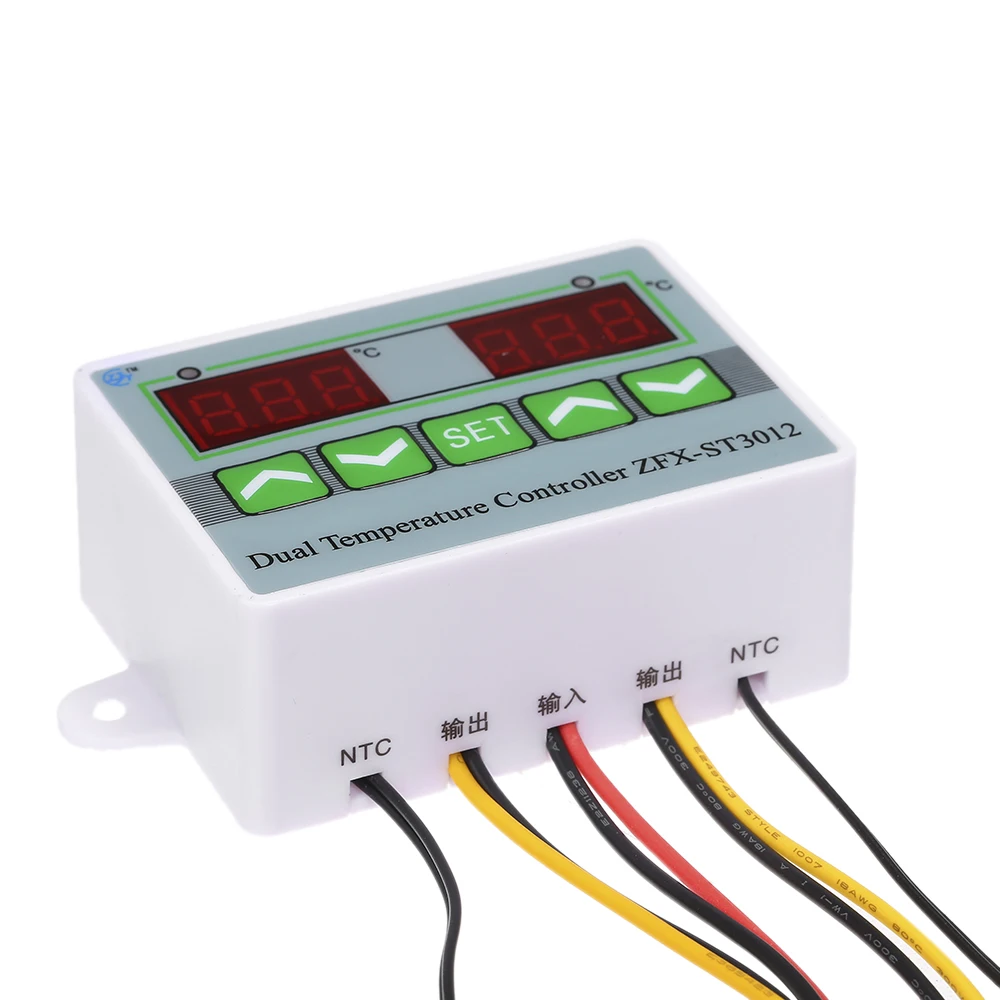 ZFX-ST3012 Светодиодный цифровой дисплей Регулятор температуры Интеллектуальный цифровой двойной термостат Термоконтроллер Датчик NTC Зонд