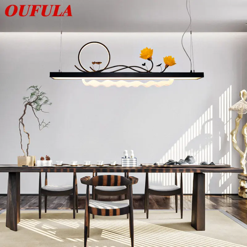 Современный подвесной светильник OUFULA, креативная китайская потолочная светодиодная Люстра 3-х цветов, декор для домашней столовой Чайханы