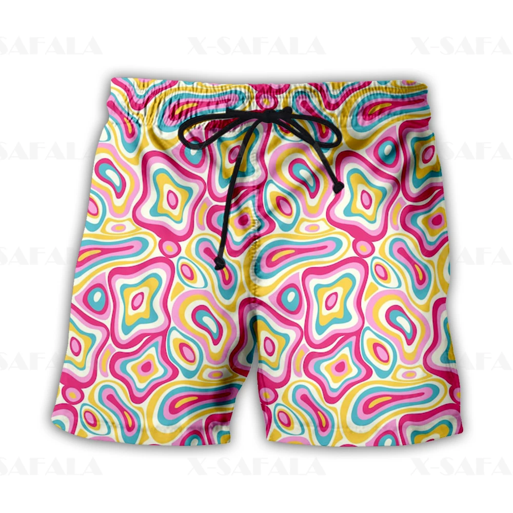 Психоделические разноцветные шорты для плавания в стиле хиппи, Летние шорты для пляжного отдыха, мужские плавательные пляжные штаны, спортивные полукомбинезоны-19