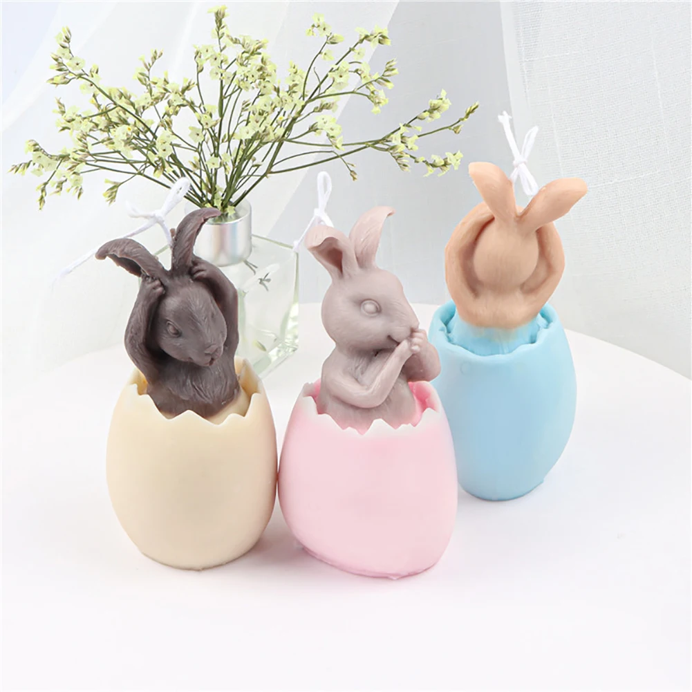 Силиконовая форма для свечей 3D Egg Bunny с Безликой головой кролика, мыло для ароматерапии, Гипсовая форма для смолы, принадлежности для изготовления свечей, домашний декор