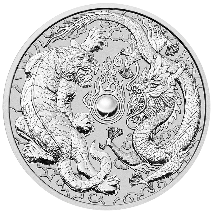 2018 Australia Dragon Battle Tiger 1 УНЦИЯ Серебряной монеты номиналом 999 пробы, Посеребренные монеты Елизаветы II, Коллекционные подарки