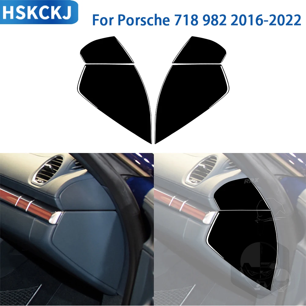 Для Porsche Boxster Cayman 718 982 2016-2022 Аксессуары Наклейка для боковой отделки приборной панели Салона автомобиля, черный глянцевый пластик