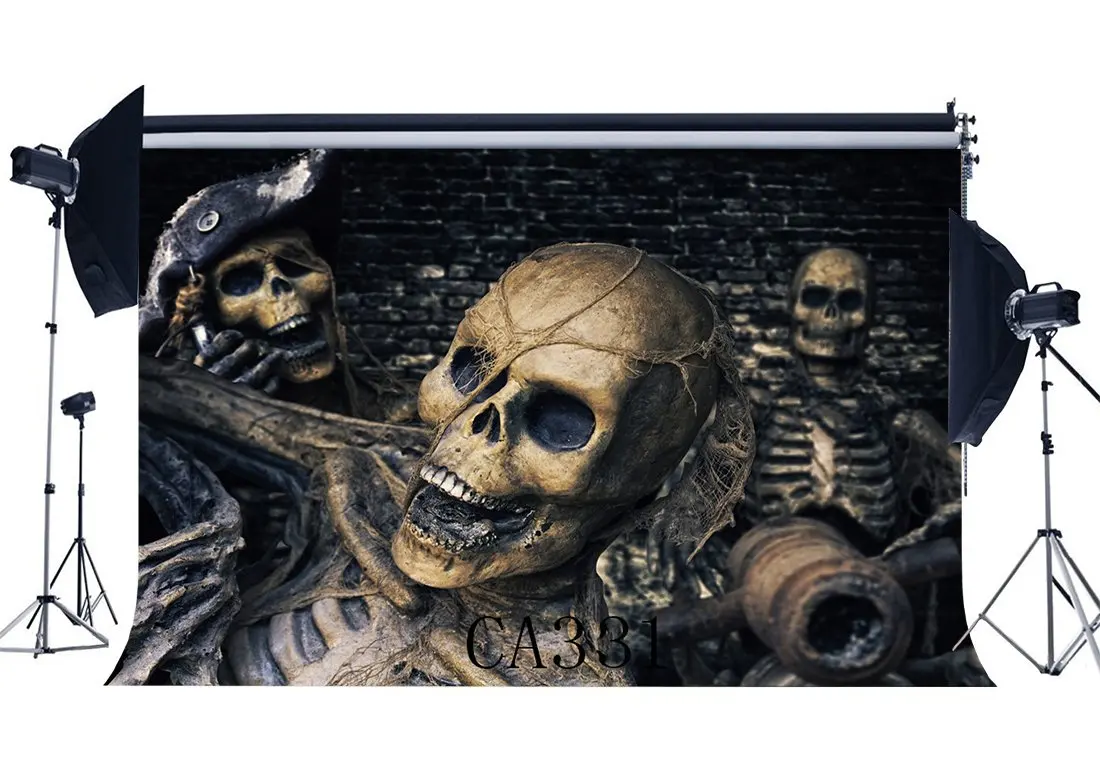 Фотографические фоны Ночь ужасов на Хэллоуин, жуткие сцены с черепами скелетов, маскарадные портреты, фон для фотографий