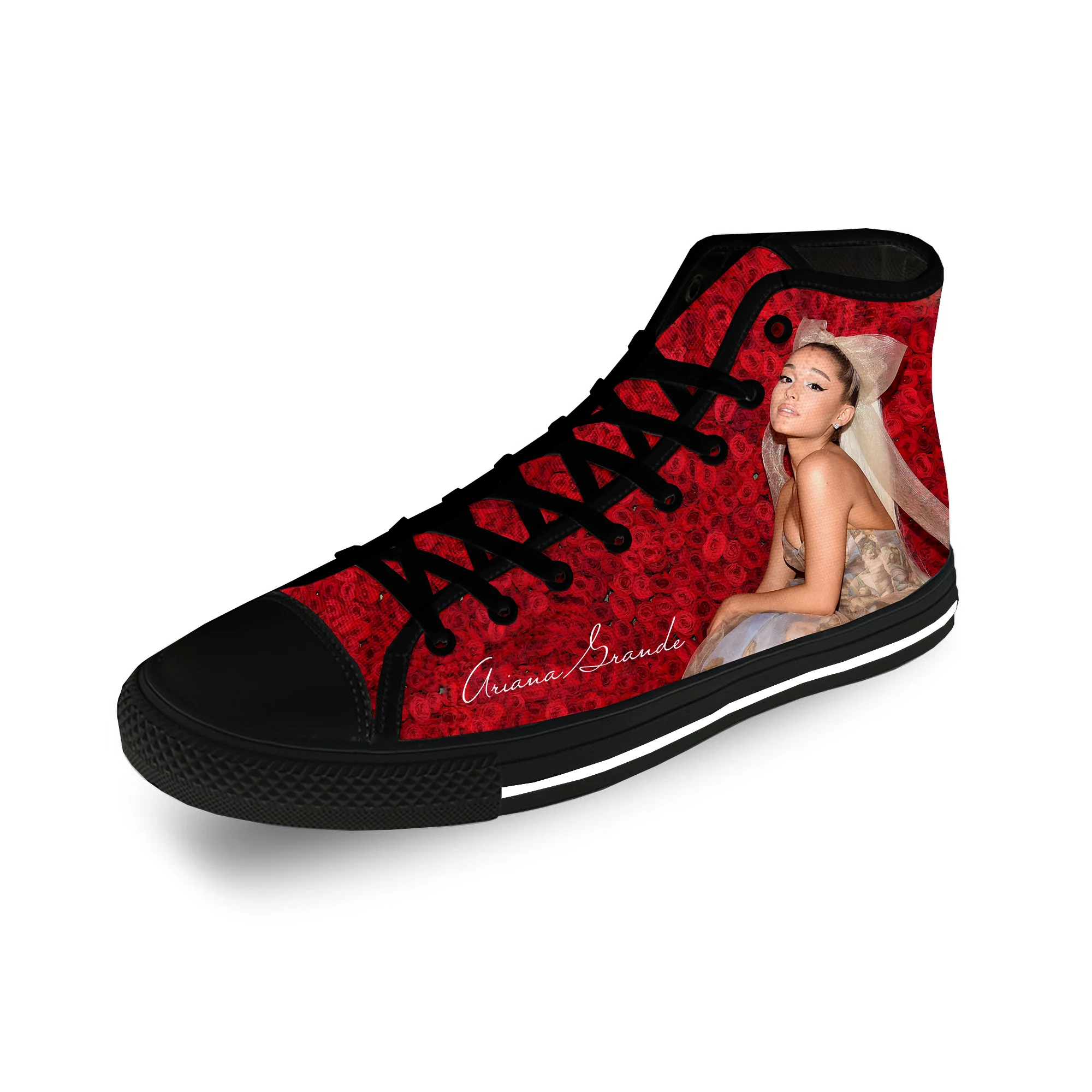 Популярная певица Grande Music Ariana Повседневная ткань с 3D принтом, парусиновая модная обувь с высоким берцем, мужские и женские легкие дышащие кроссовки